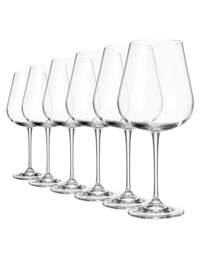 Set de copas para vino Bohemia de vidrio 6 piezas