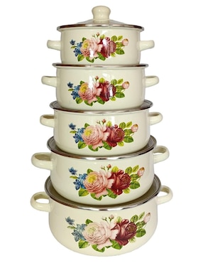 Batería de cocina  RD Royal Cook B16-24 de acero porcelanizado 10 piezas