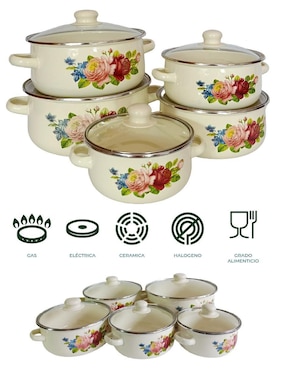Batería de cocina RD Royal Cook B16-24 de acero porcelanizado 10 piezas