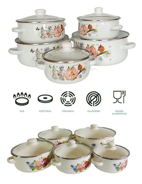 Batería de cocina RD Royal Cook W16-24 de acero porcelanizado 10 piezas