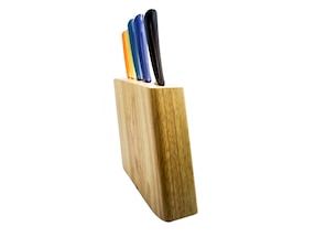 Set de 5 cuchillos con mango de colores y 1 block de madera Siglo