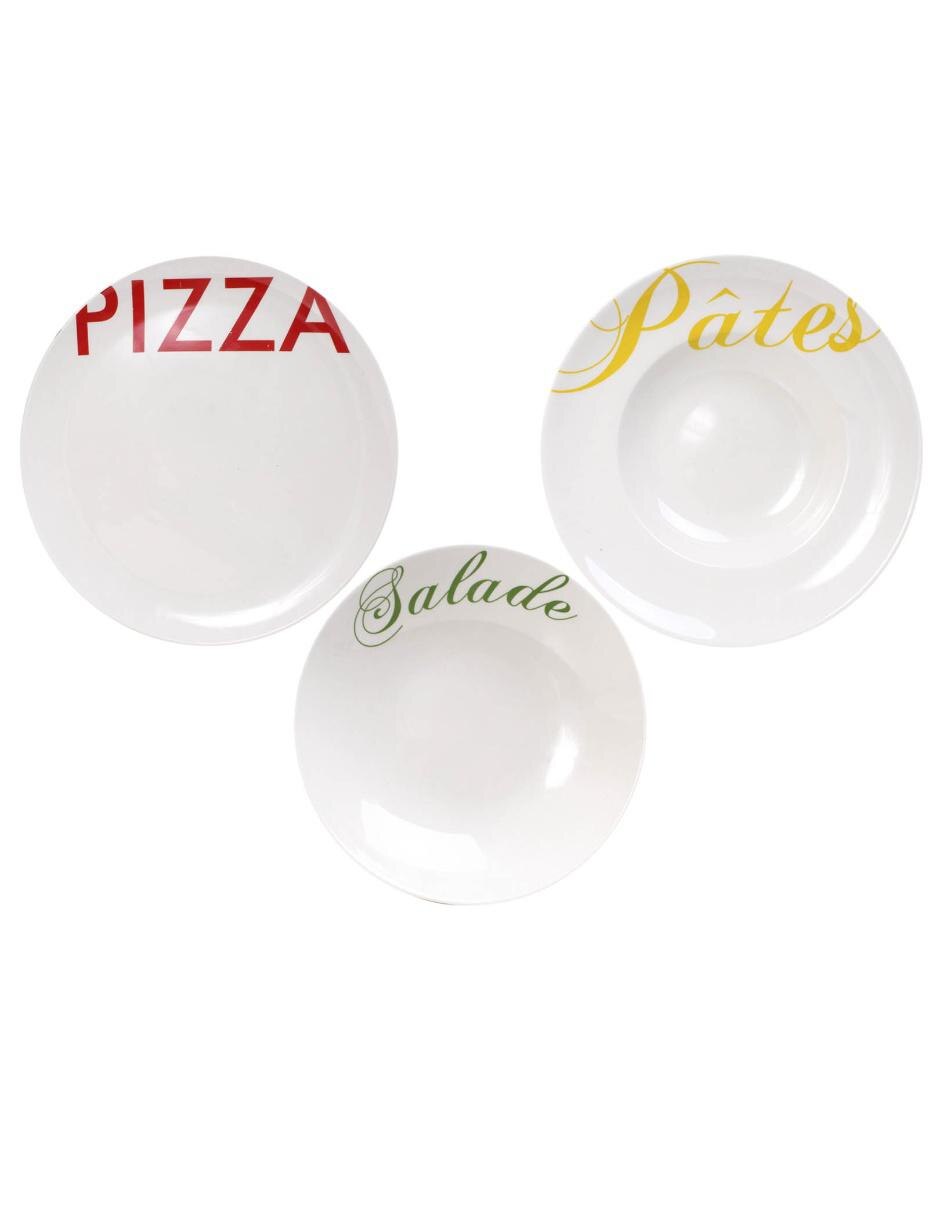 Set De 3 Platos Crown Baccara Pizza Blanco En Liverpool