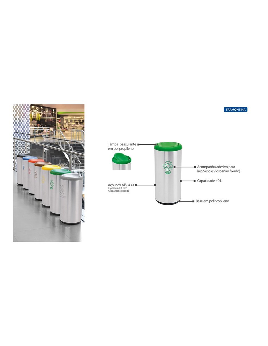 Bote de basura acero inoxidable 40 Litros 2
