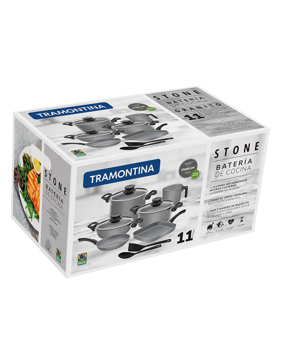 Batería de cocina de aluminio antiadherente convencional 11 piezas 4
