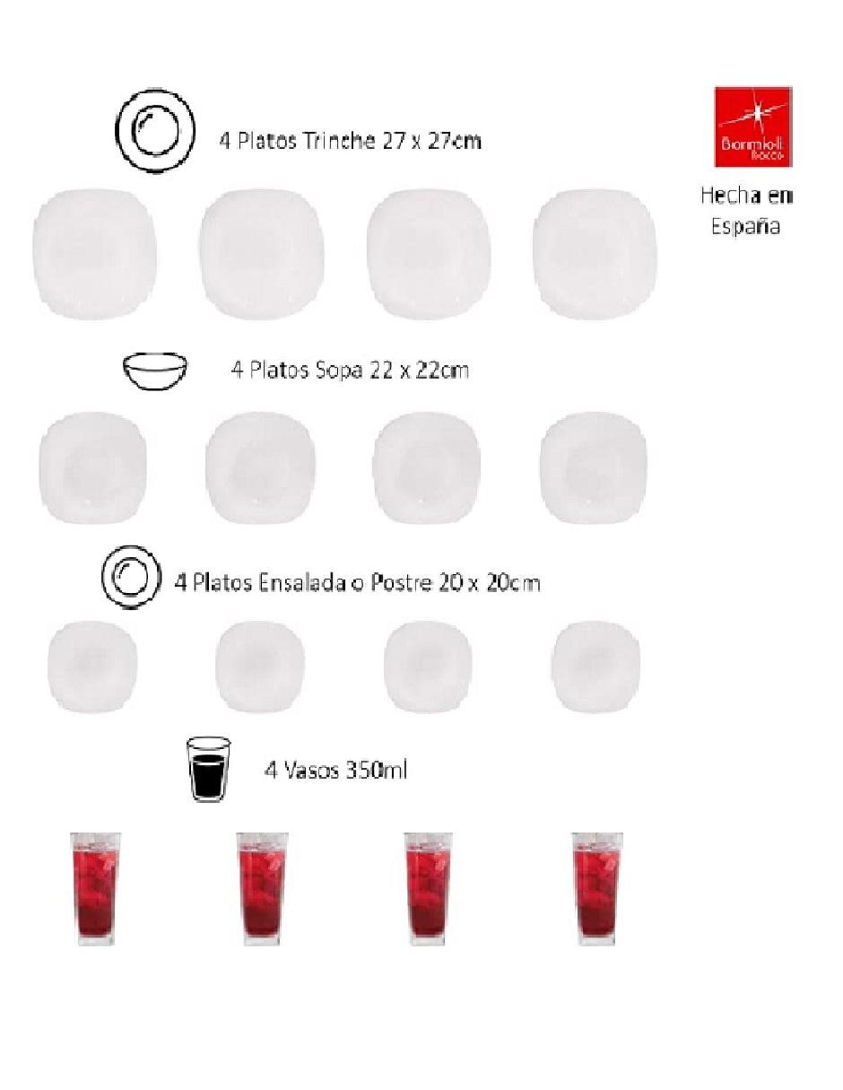 Vajilla cerrada Bormioli 16 piezas Parma blanca 2