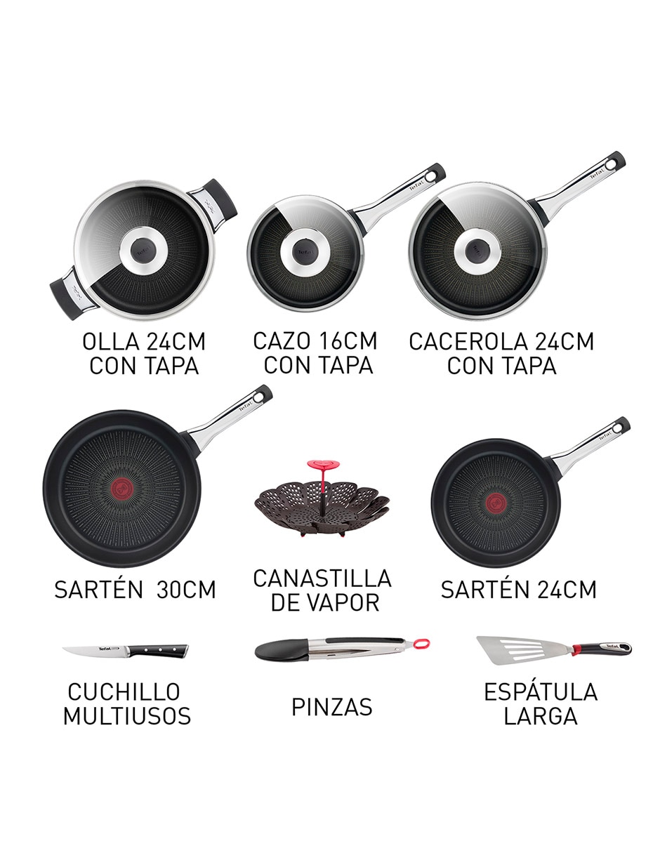 Batería de cocina Hard Titanium Pro de aluminio antiadherente titanio 12 piezas 9