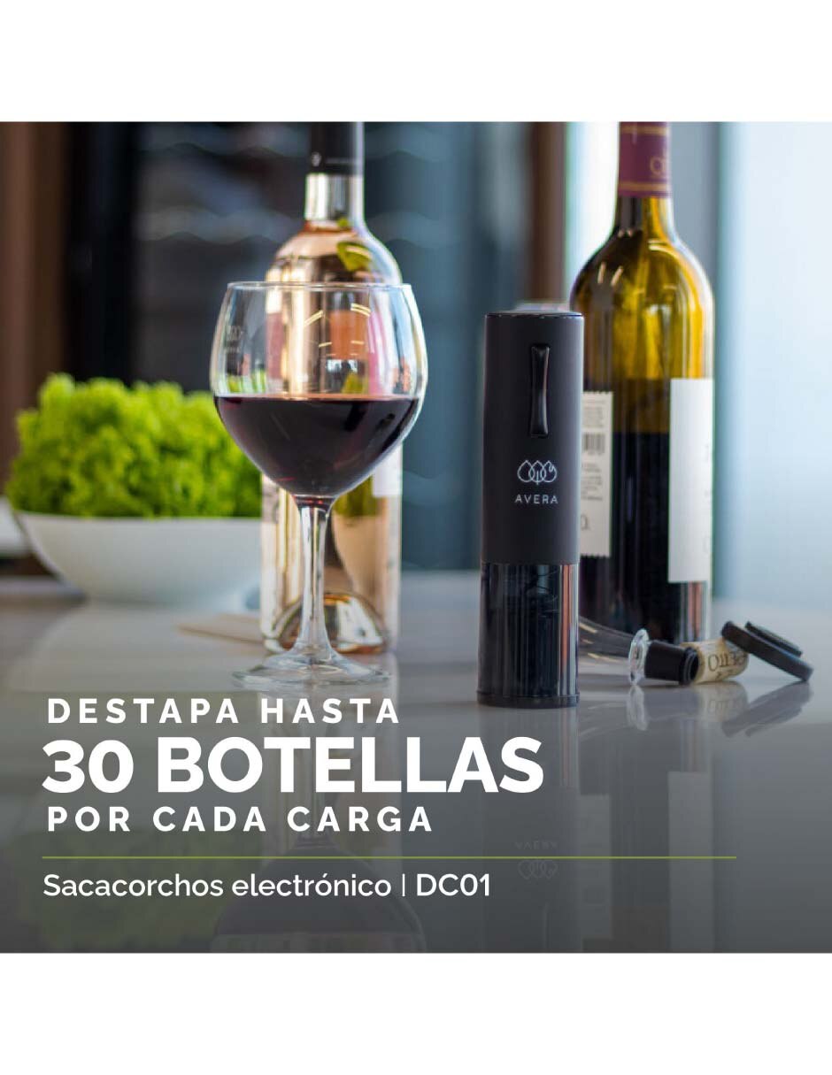 Descorchador Eléctrico Recargable Negro Masterchef