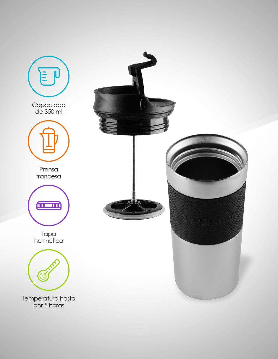Termo con prensa francesa acero inoxidable 350 ml 2