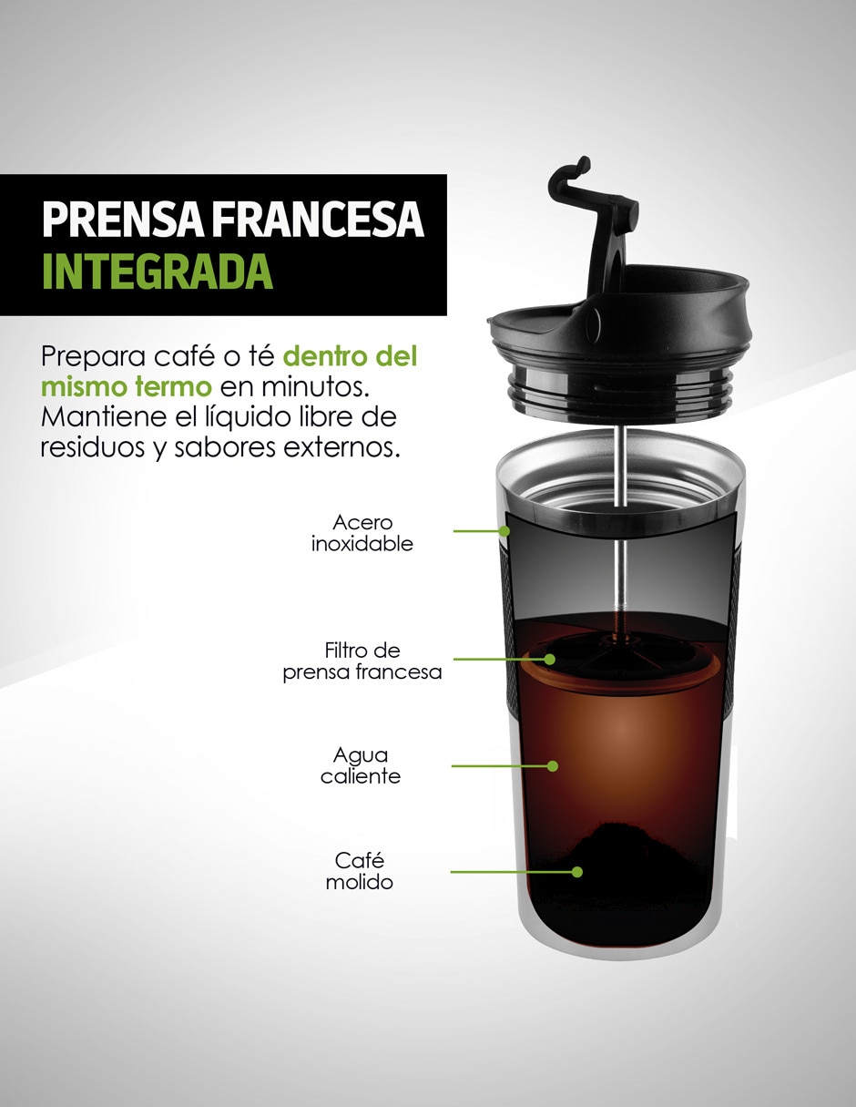 Termo con prensa francesa acero inoxidable 350 ml 3