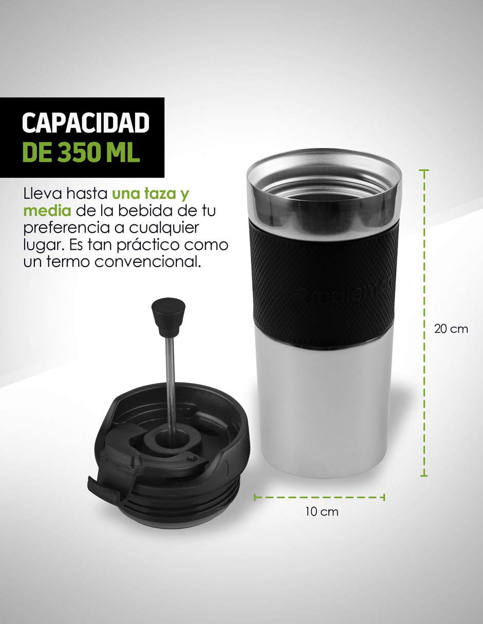 Termo con prensa francesa acero inoxidable 350 ml 5