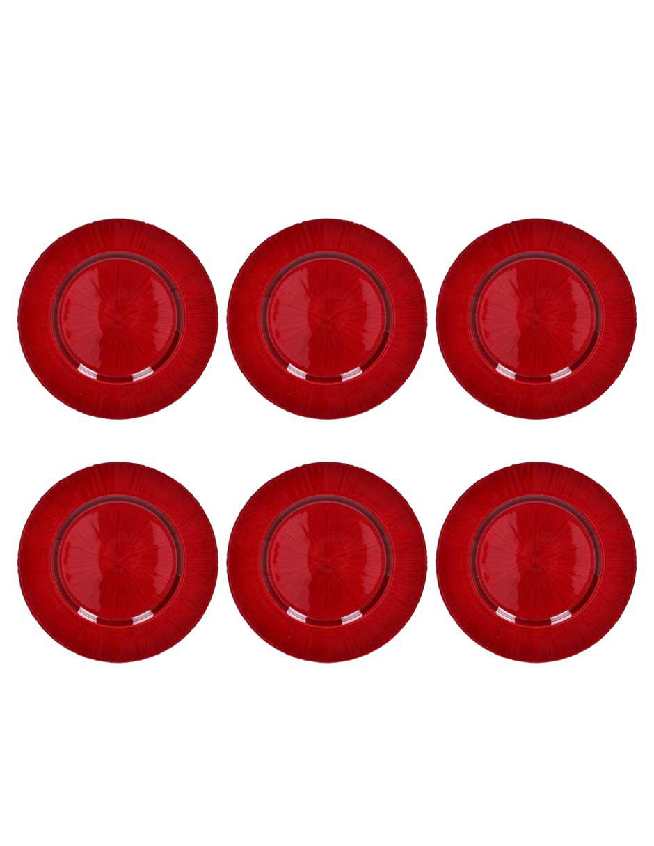 Set de 6 platos base vidrio