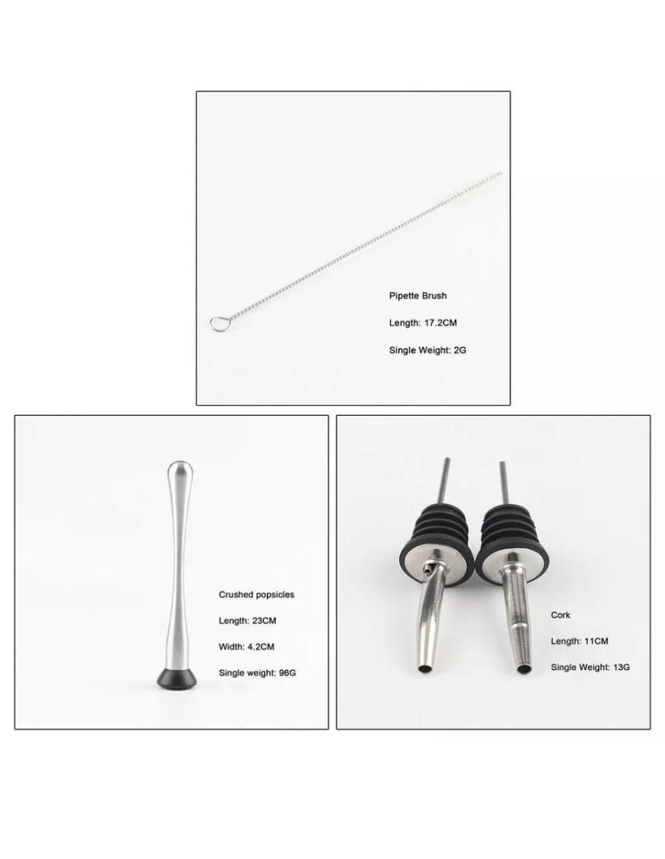 Set Coctelera de acero inoxidable 7