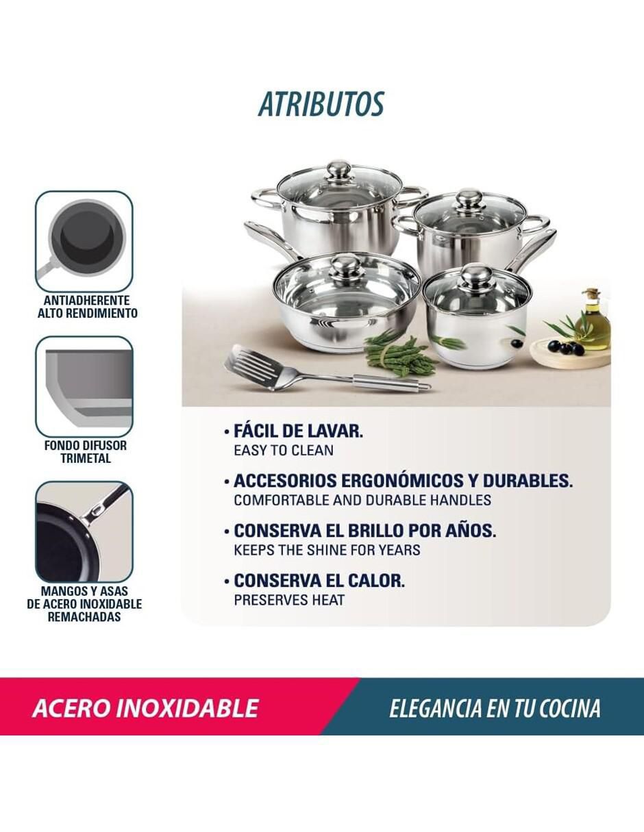 Batería de cocina Irlanda de acero inoxidable 9 piezas 3