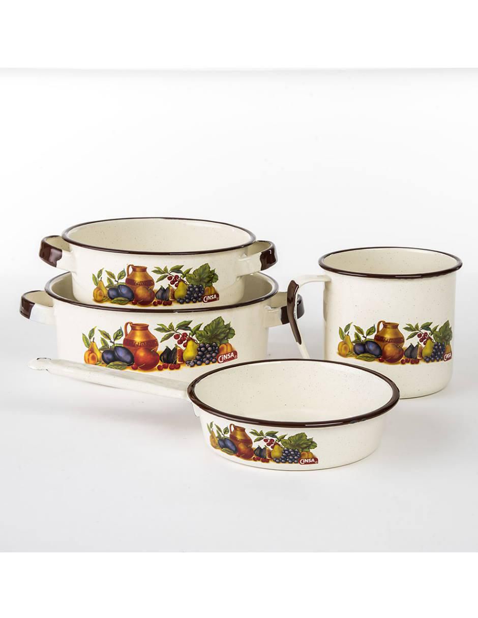 Batería de cocina de acero vitrificado 10 piezas 3