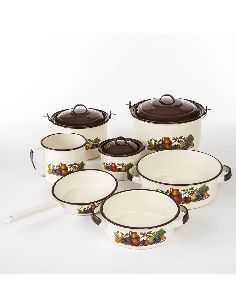 Batería de cocina de acero vitrificado 10 piezas 4