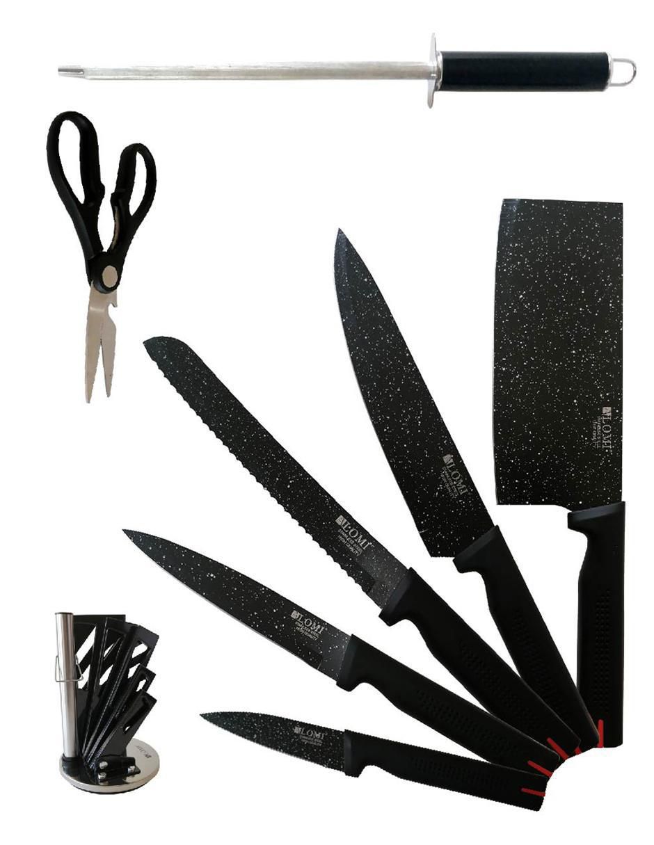 Juego De 8 Cuchillos Para Chef Rd Royal Cook De Cerámica Color Negro