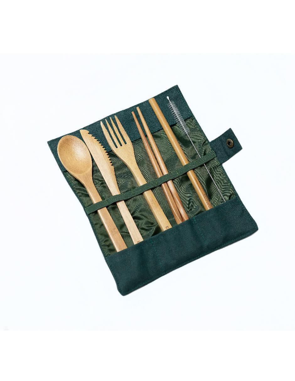 Set cubiertos de bambú 6 piezas Set cubiertos de bambú 6 piezas