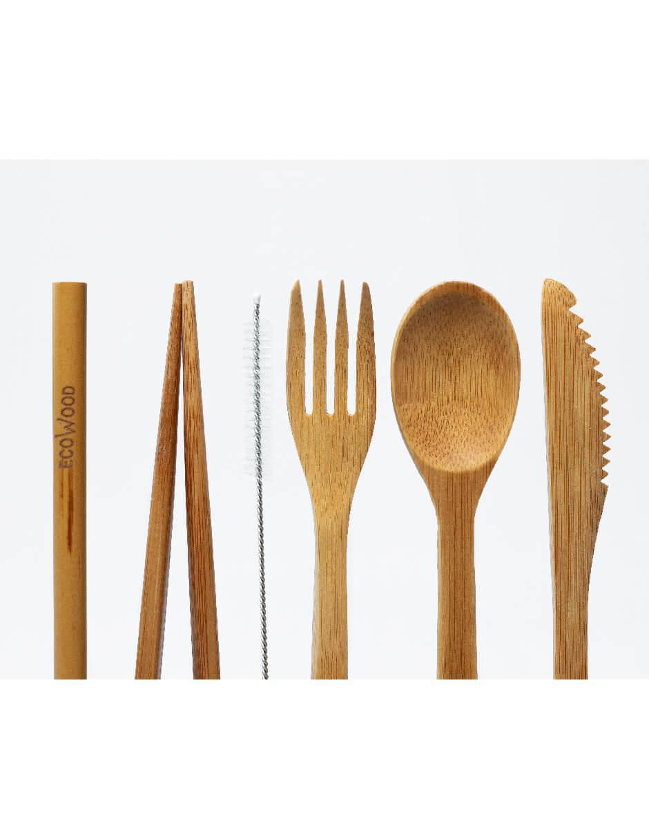 Set cubiertos de bambú 6 piezas 5
