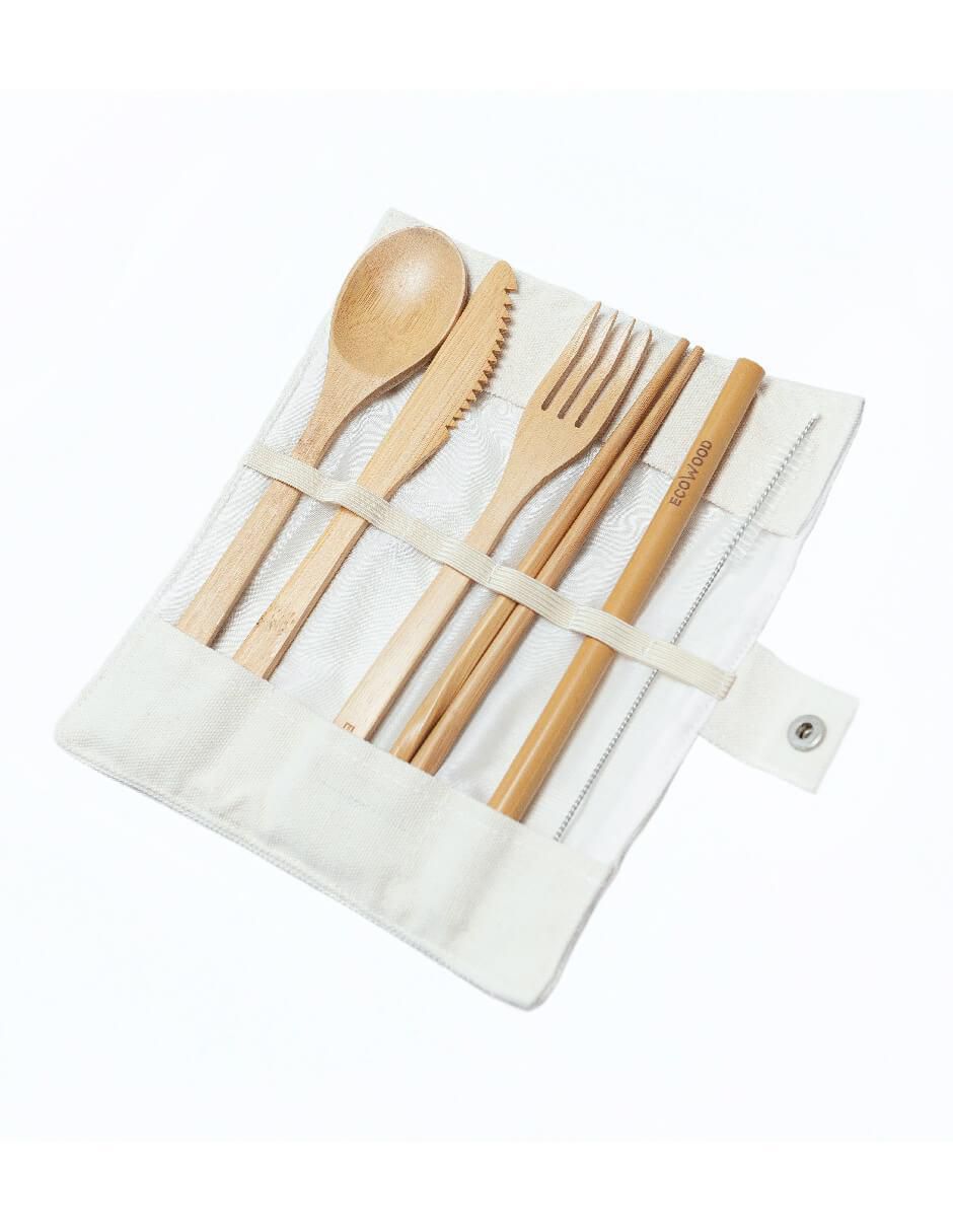 Set cubiertos de bambú 6 piezas Set cubiertos de bambú 6 piezas