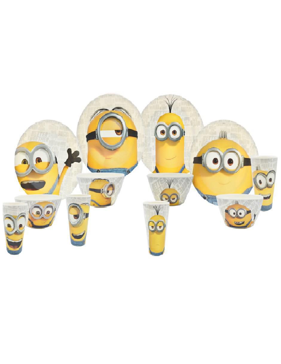 Vajilla cerrada minions de bambú para 4 personas 2