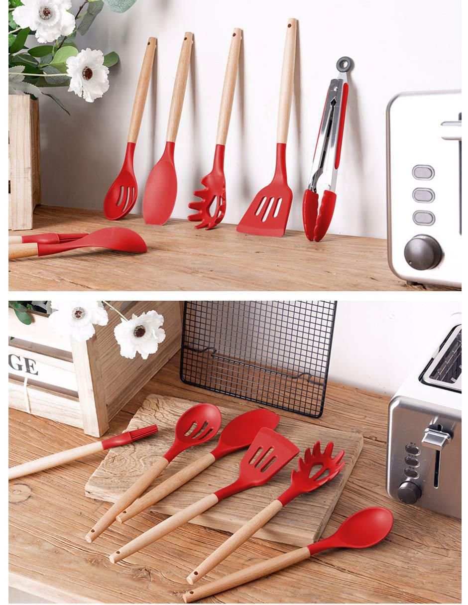 Set utensilios coquo madera