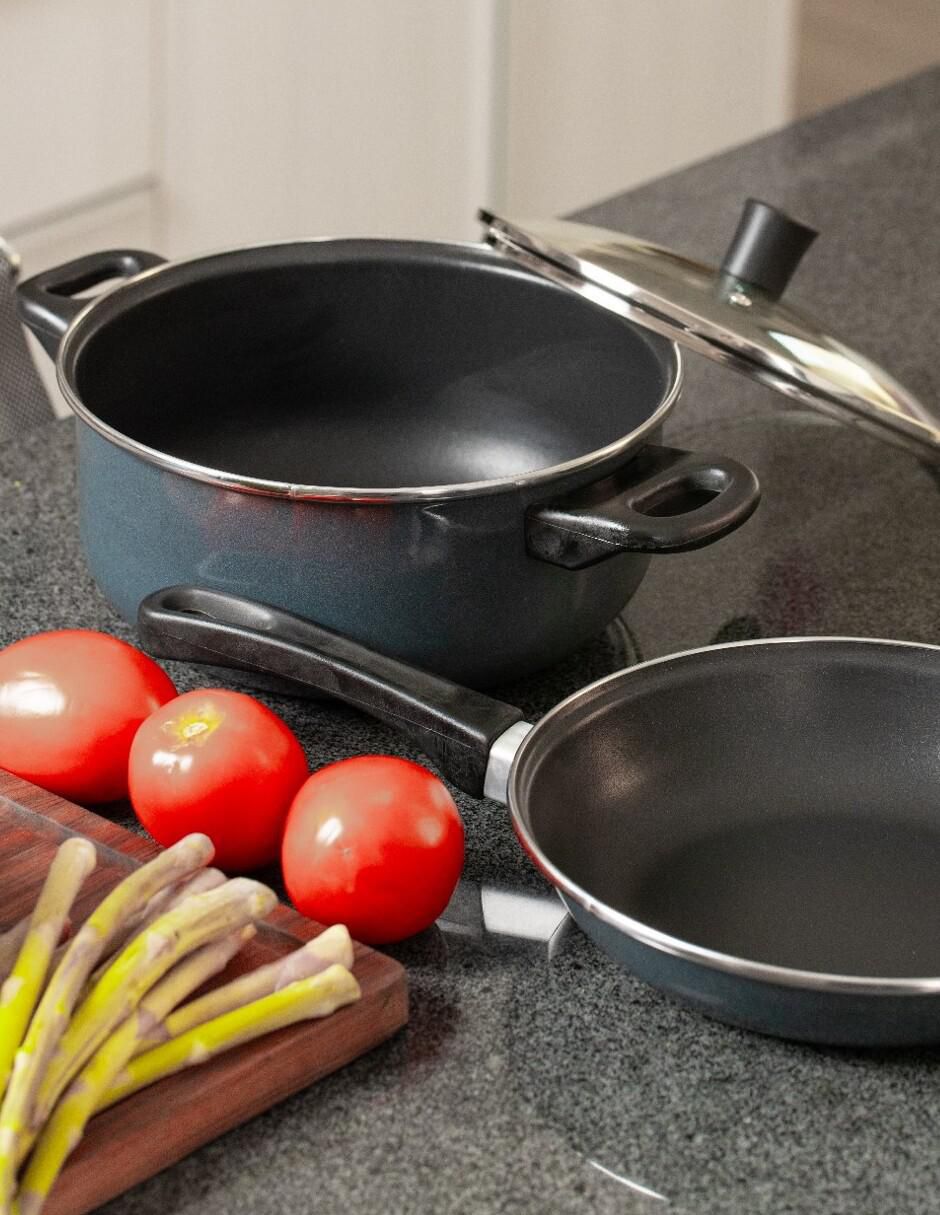Batería de cocina San Miguel de acero vitrificado antiadherente sin PFOA 7 piezas 4