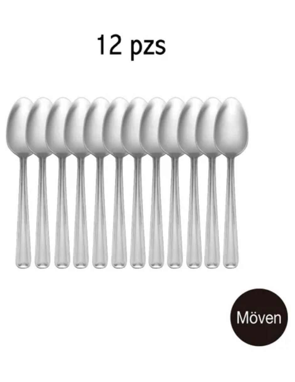 Set De Cucharas Soperas Moven Gamma 12 Piezas De Acero Inoxidable Y Plata