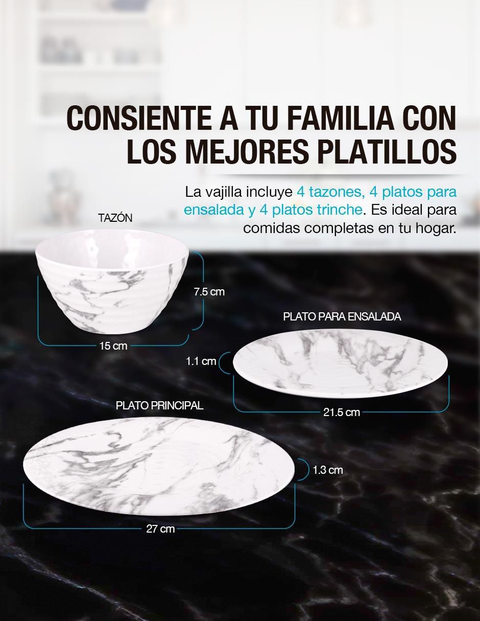 Vajilla cerrada viena de melamina para 4 personas 8