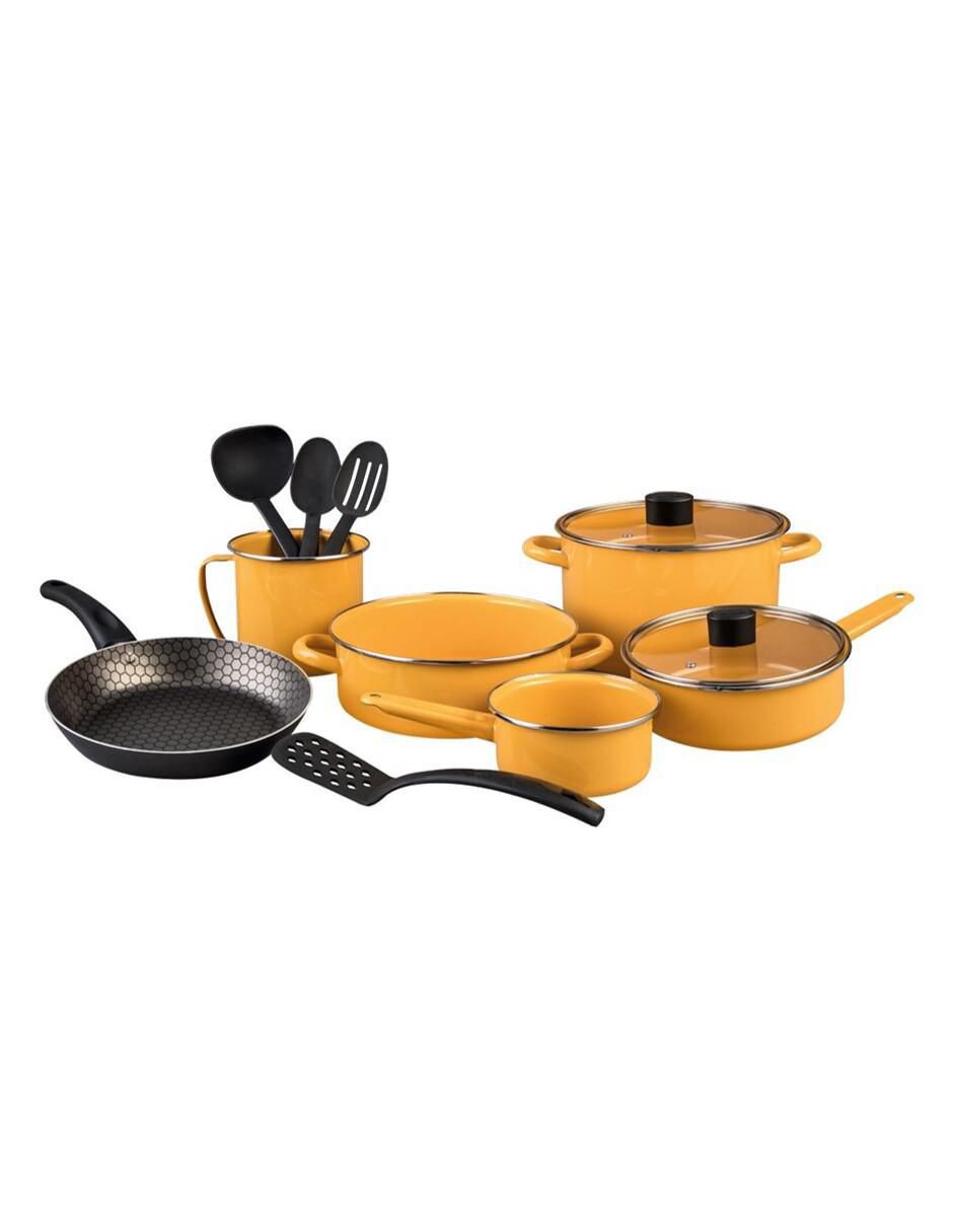 Batería de cocina Praktica de acero vitrificado antiadherente convencional 12 piezas