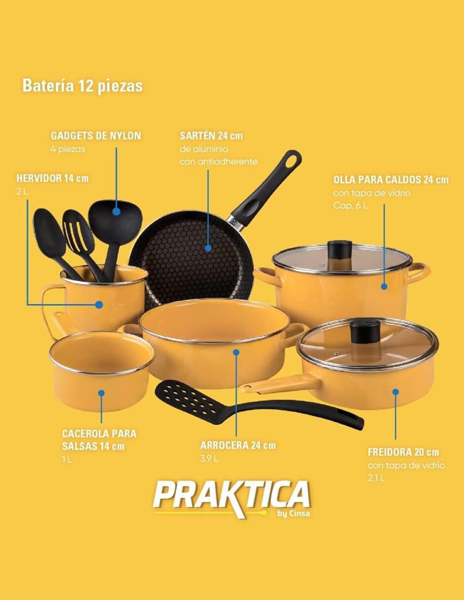 Batería de cocina Praktica de acero vitrificado antiadherente convencional 12 piezas 5