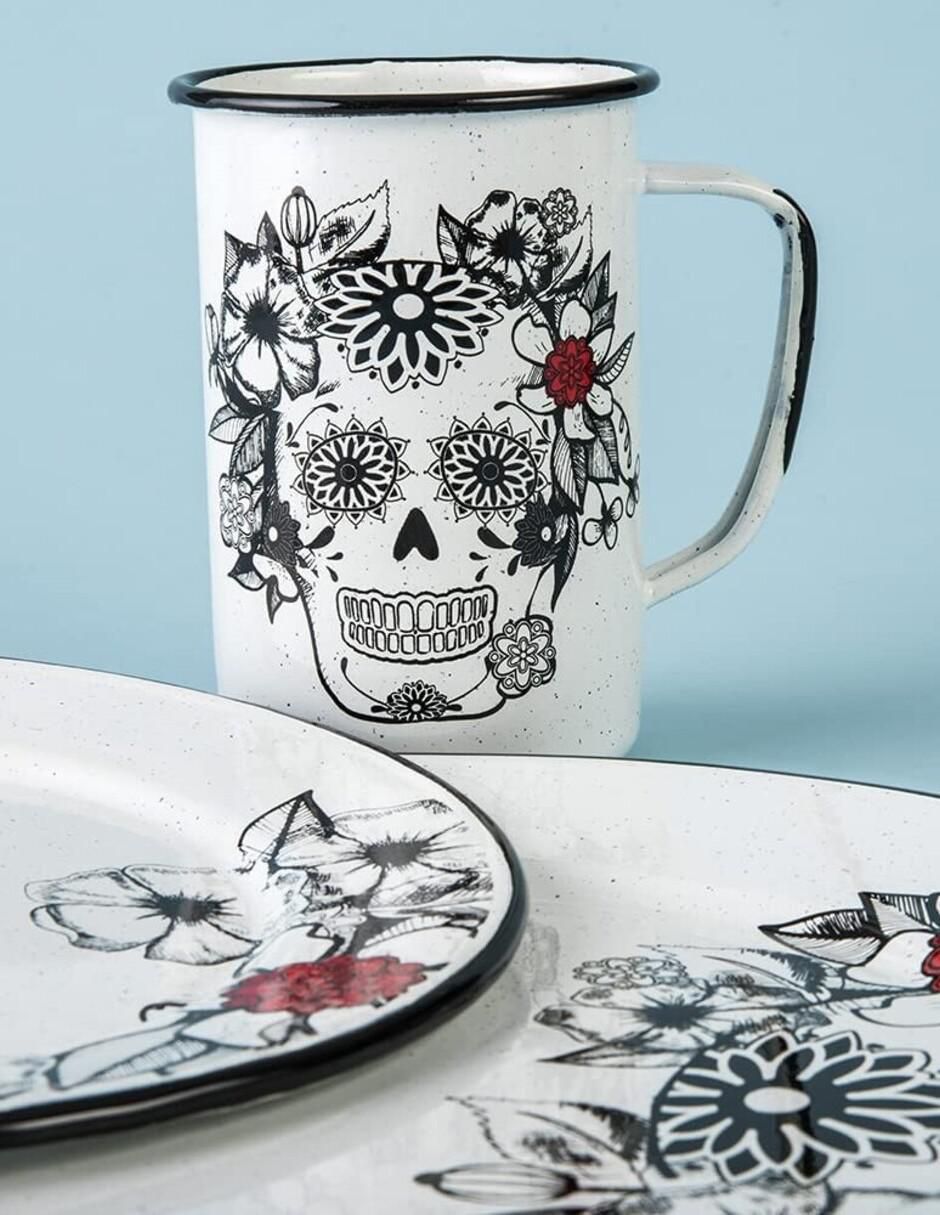 Vajilla cerrada calaveras de acero vitrificado para 4 personas 4