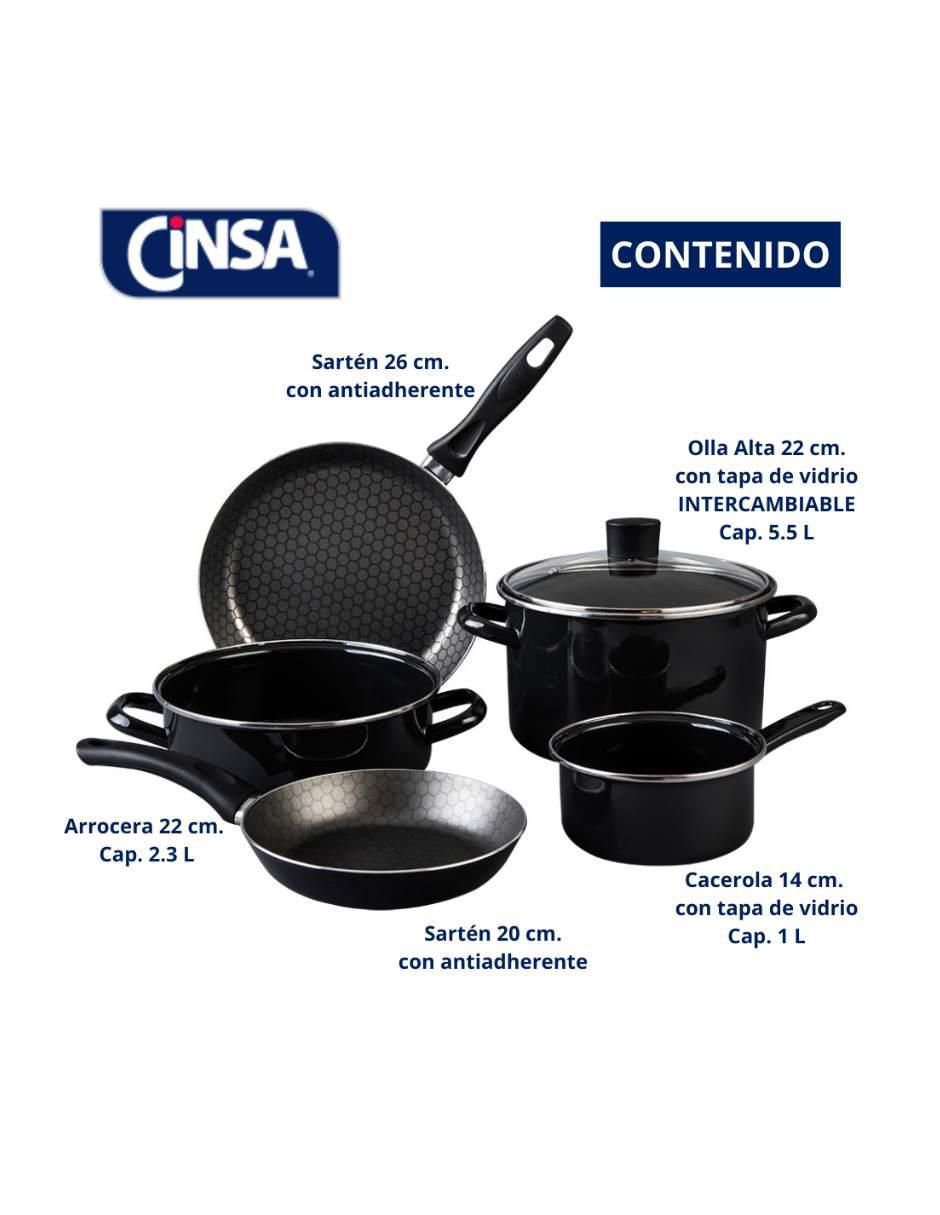 Batería de cocina Santiago de acero vitrificado antiadherente titanio 6 piezas 5