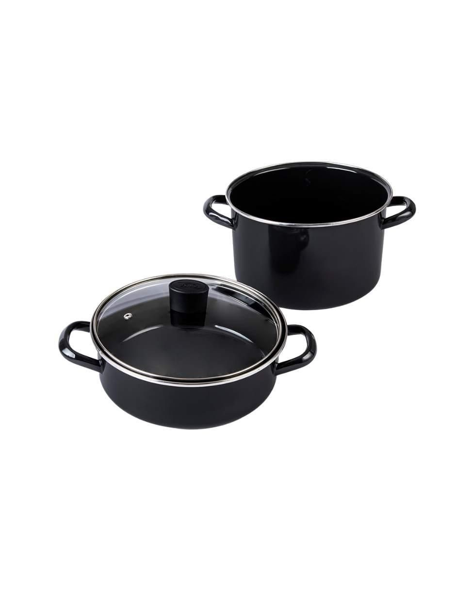 Batería de cocina Santiago de acero vitrificado antiadherente titanio 6 piezas 4