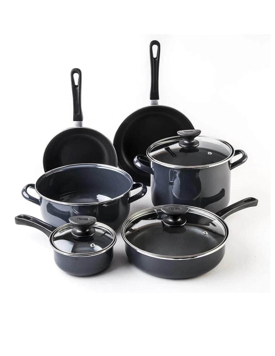 Batería de cocina Mega Óptima de acero vitrificado antiadherente convencional 9 piezas 2