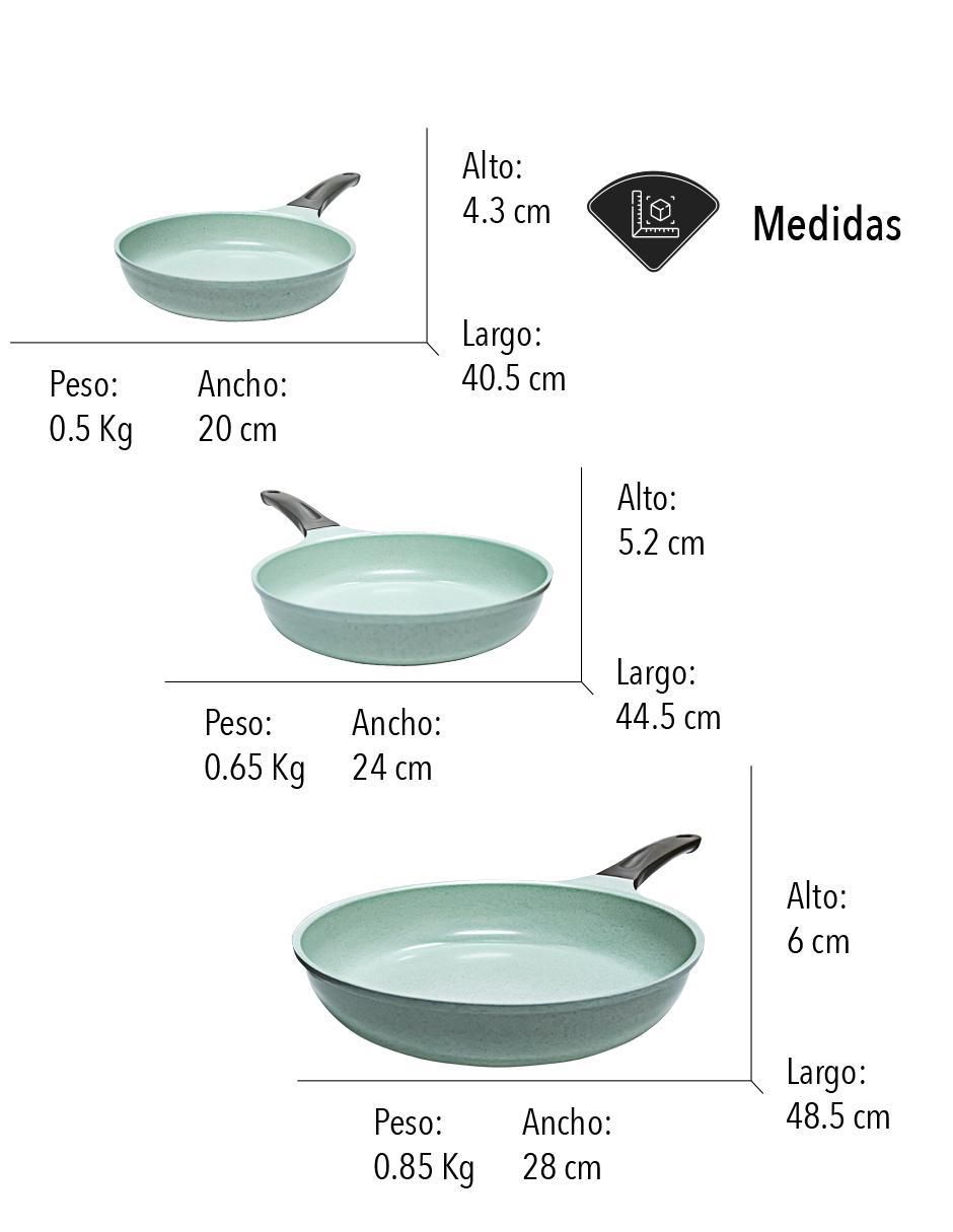 Set de sartenes Jade de hierro 3 piezas 6