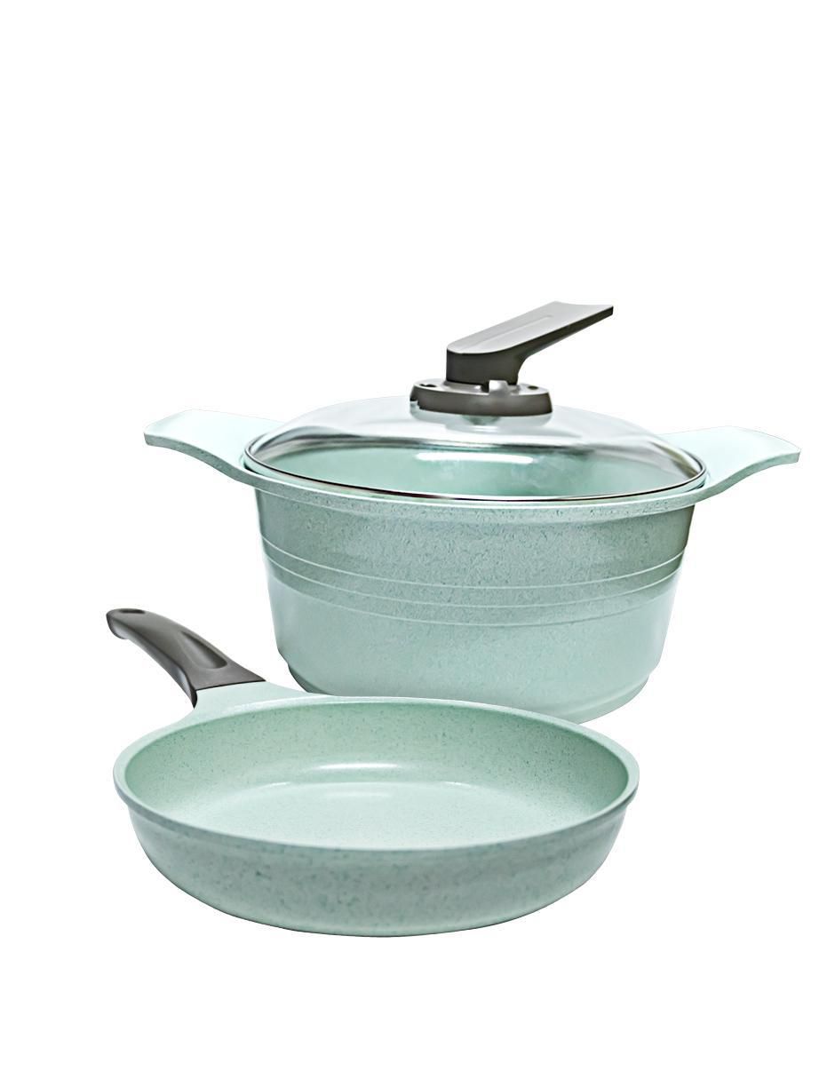 Set de sartenes con tapa Jade de hierro 2 piezas Set de sartenes con tapa Jade de hierro 2 piezas