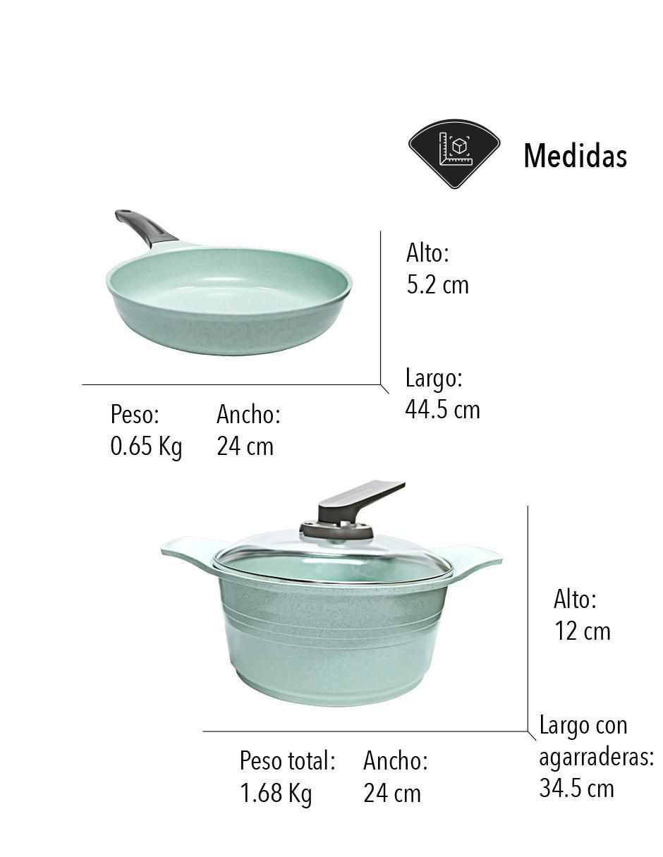 Set de sartenes con tapa Jade de hierro 2 piezas 4