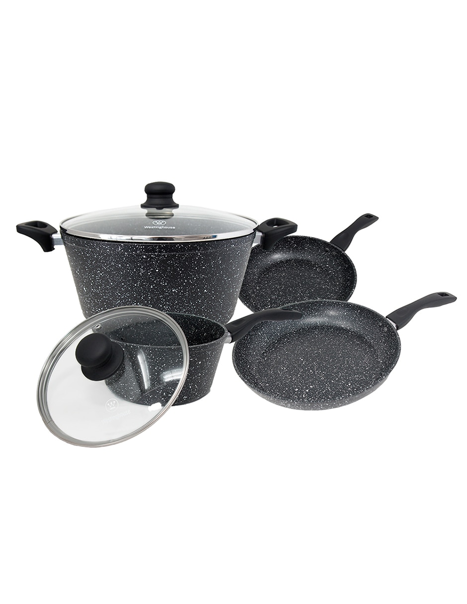 Batería de cocina de aluminio antiadherente piedra 6 piezas