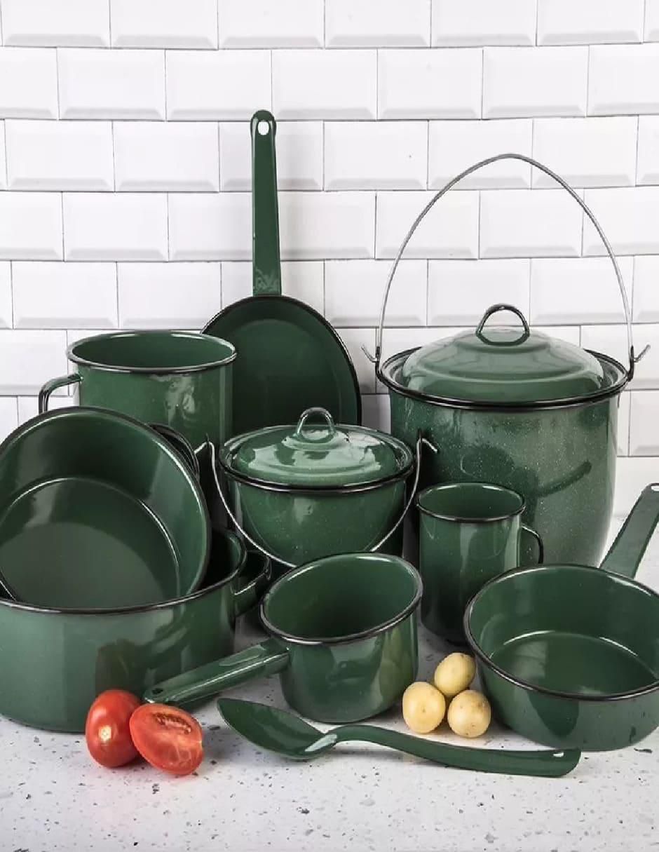 Batería de cocina Clásica de acero vitrificado antiadherente convencional 12 piezas 2