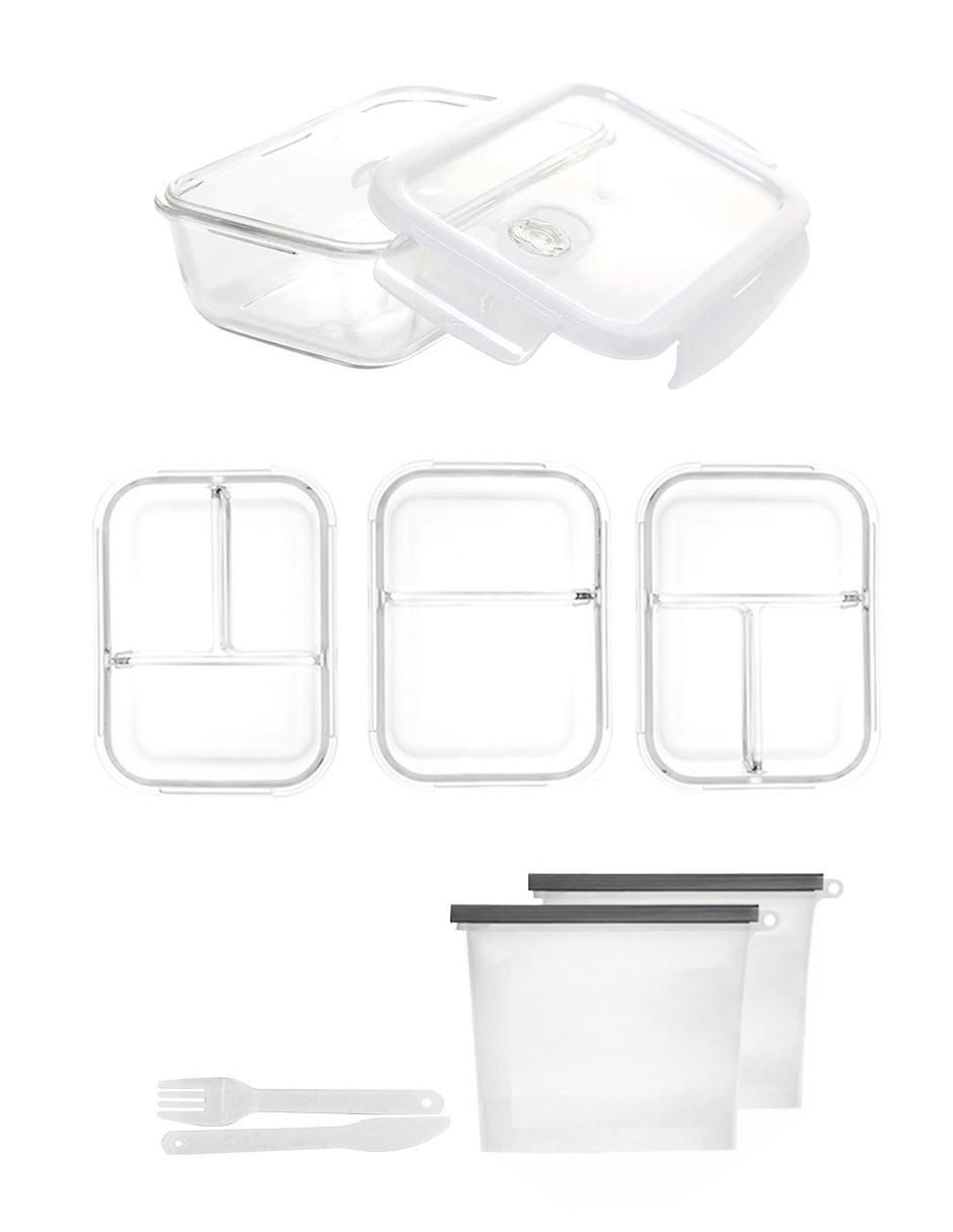 Set contenedores Bento Box de vidrio 7 piezas