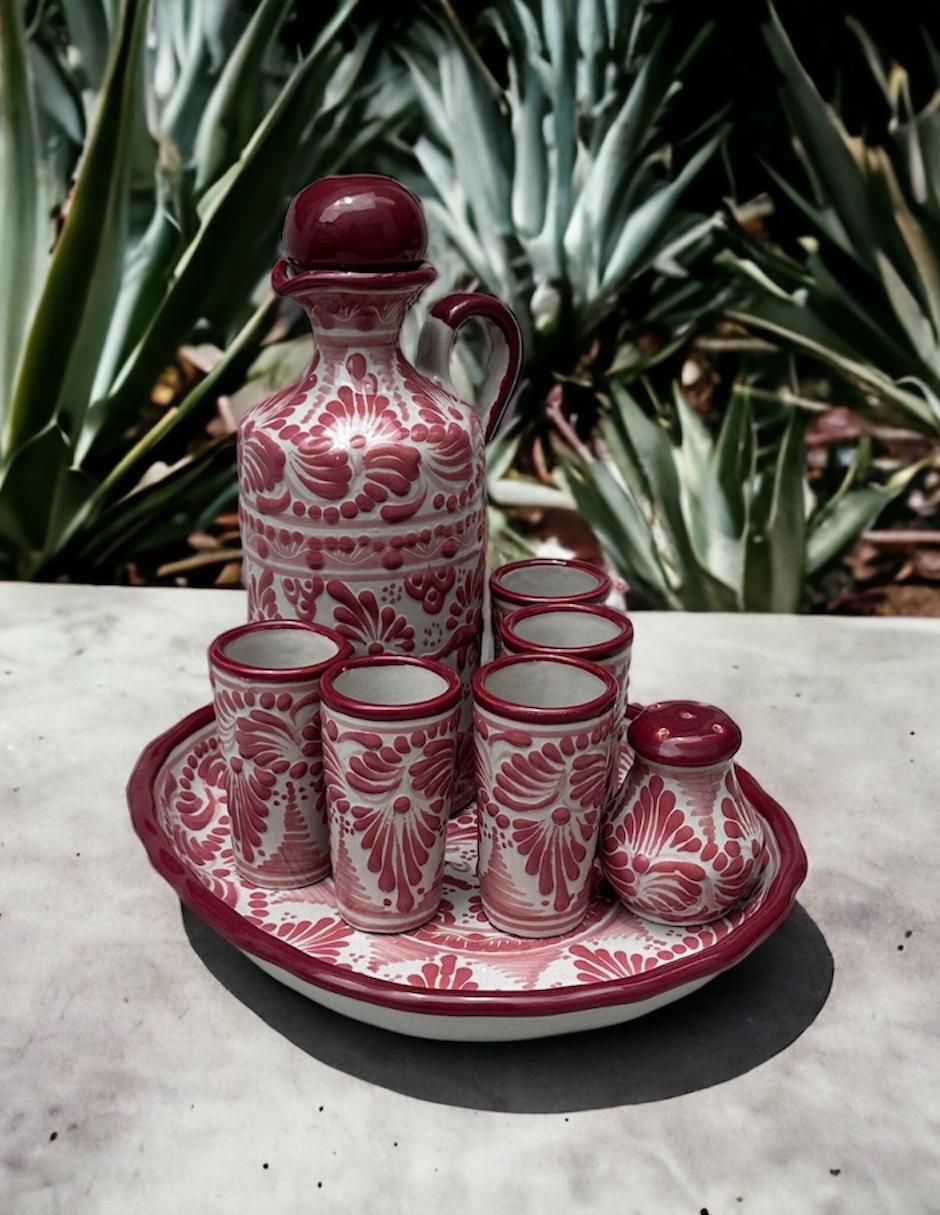 Set de tequileros Talavera con 8 piezas 2