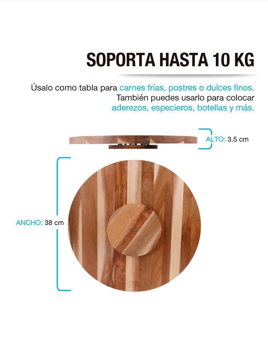 Botanero Giratorio Madera Acacia Bamboo de Madera 8
