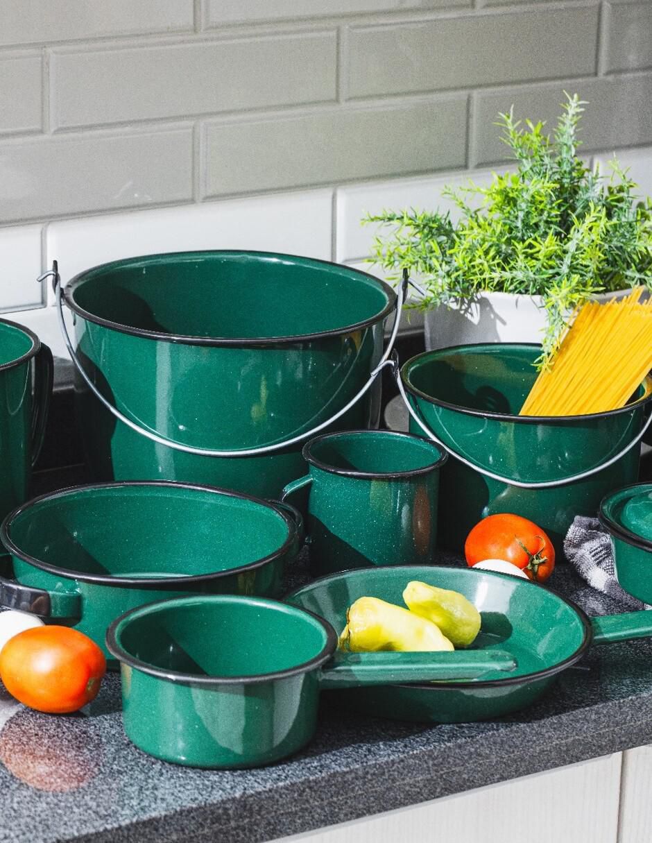 Batería de cocina Chiapaneca de acero vitrificado antiadherente convencional 12 piezas 3