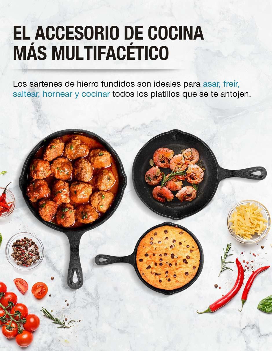 Set de sartenes de hierro fundido 3 piezas 3