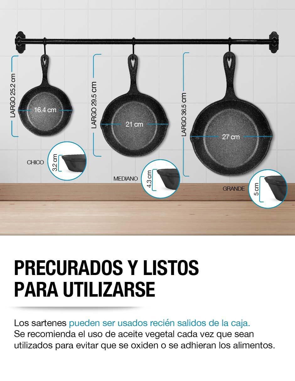 Set de sartenes de hierro fundido 3 piezas 5