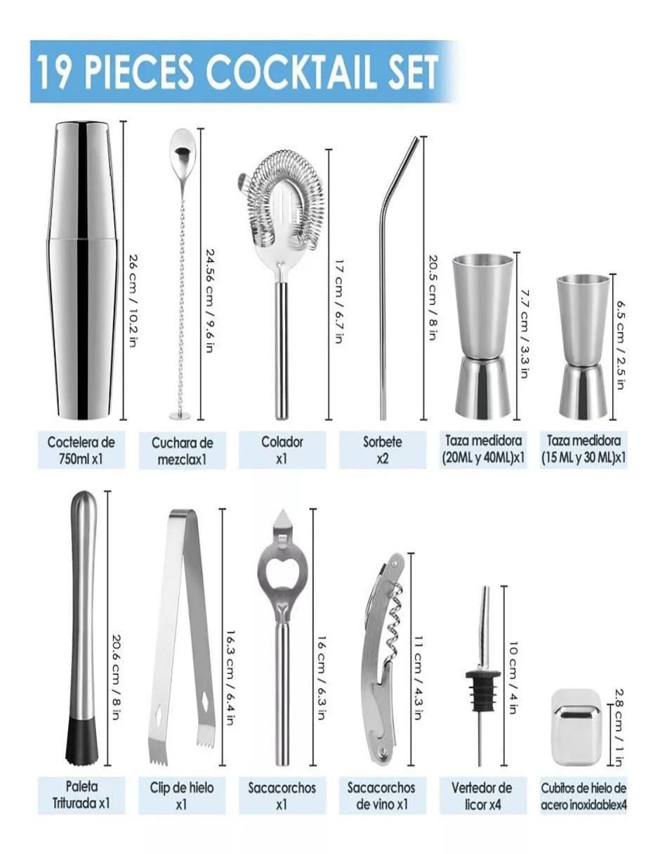 Set bar de acero inoxidable 4