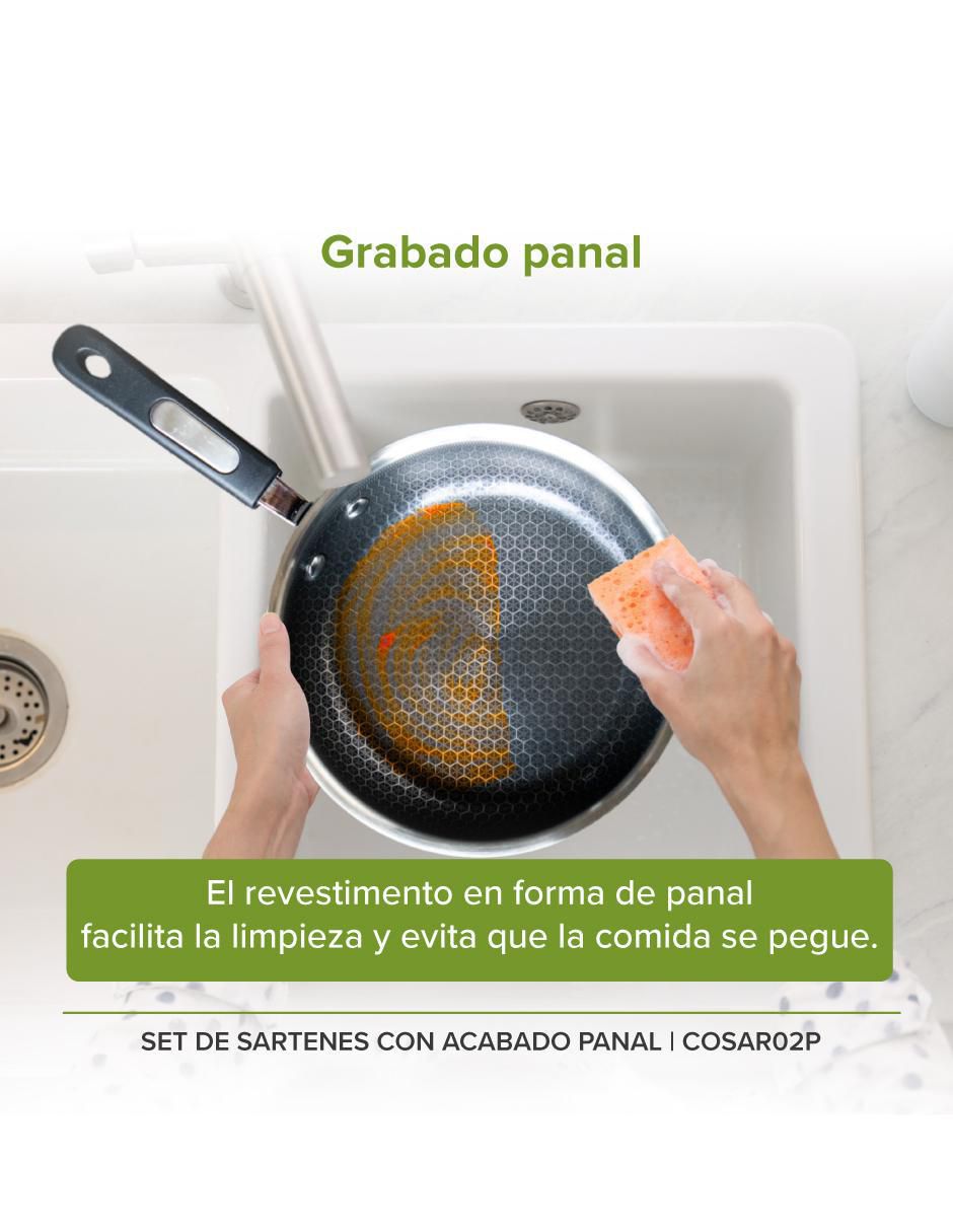 Set de sartenes de acero inoxidable 3 piezas 5