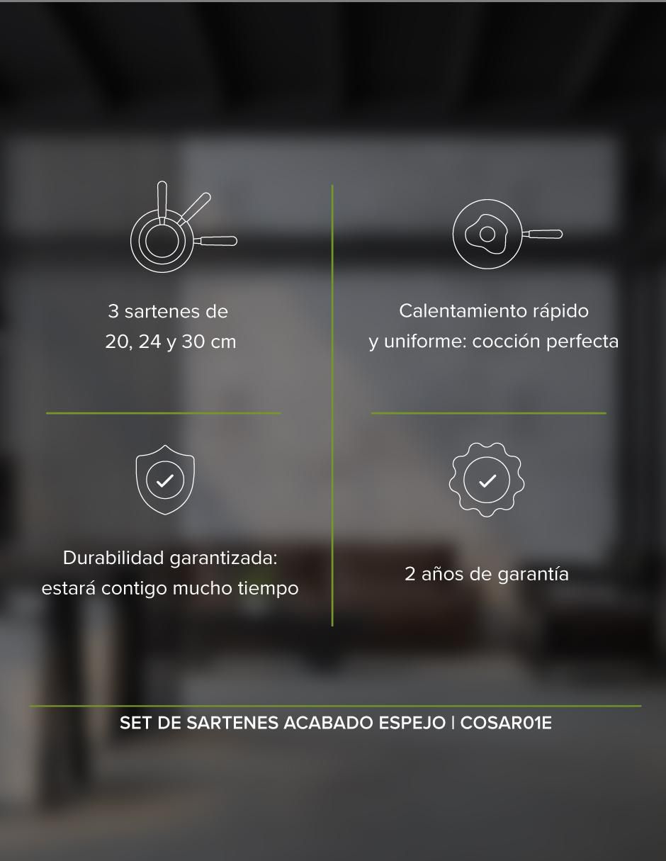Set de sartenes de acero inoxidable 3 piezas 4