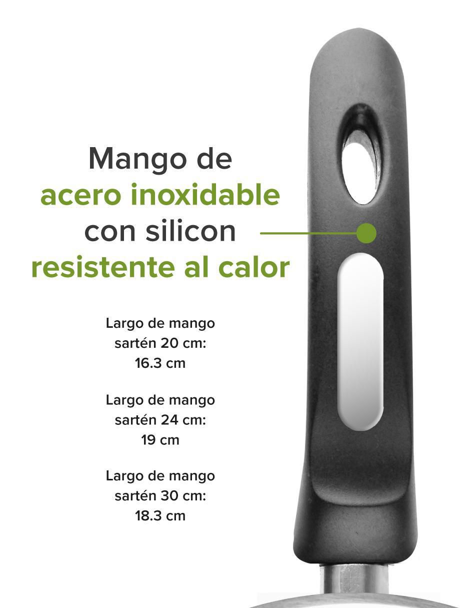 Set de sartenes de acero inoxidable 3 piezas 6