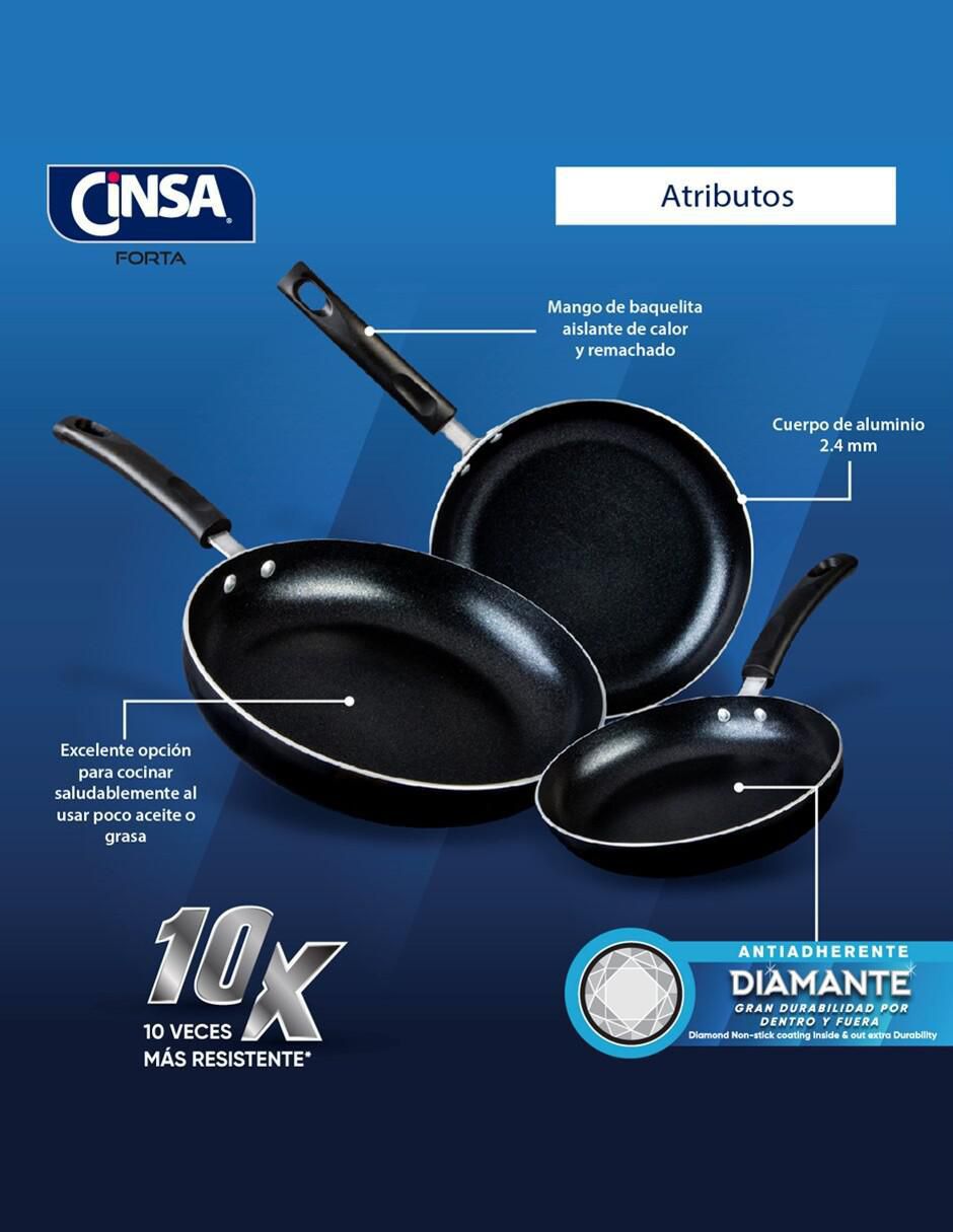 Set de sartenes Forta Diamante de aluminio esmaltado 3 piezas 4